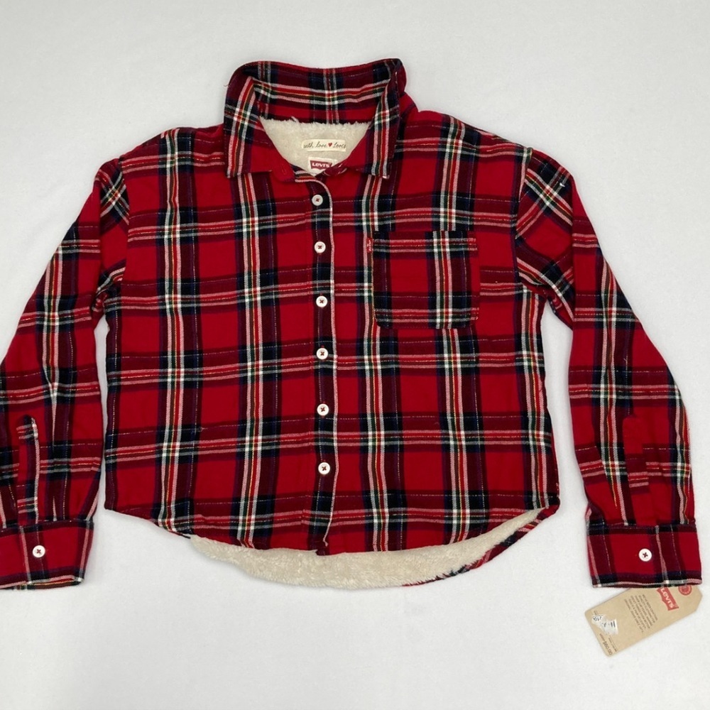 Levis Long Sleeve Plaid Fleece in size Small 8yrs Nwt